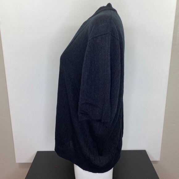 Sag Harbor Womens Black Short Sleeve Ribbed Knit Crewneck Sweater Size XL - Picture 2 of 9